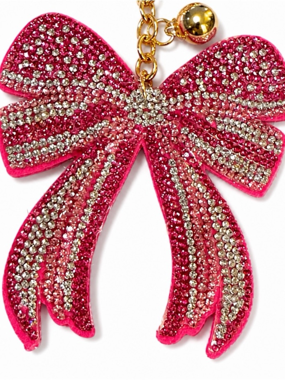 Pink Rhinestone Bow Keyring bag backpack charm - Picture 2 of 3